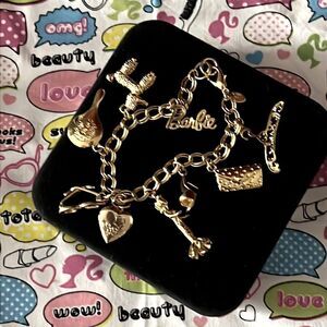 Authentic 1990 Signed Barbie 18kt Gold Plated Charm Bracelet With Heart Locket